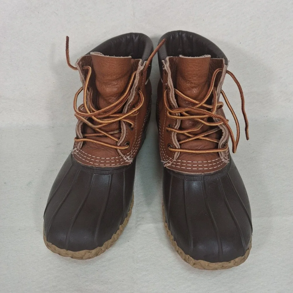 L.L. Bean Duck Boots Womens 7 Brown Leather Waterproof Bean Boots 6 Inch